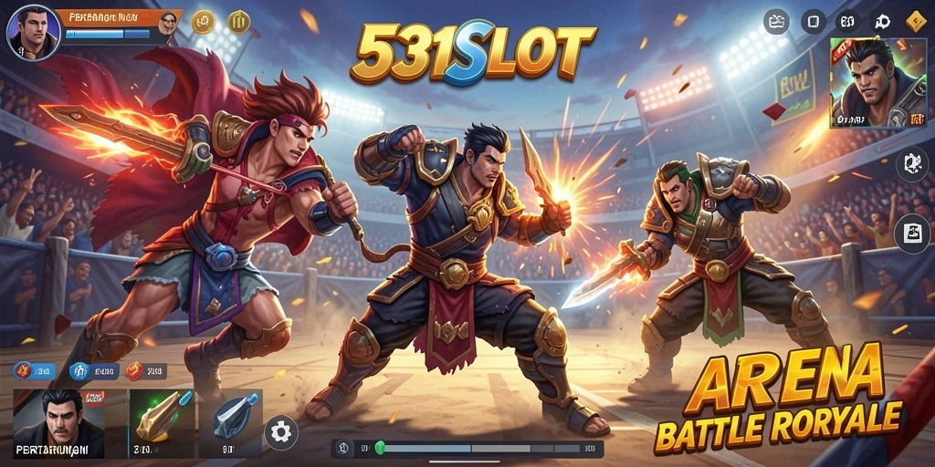 Tampilan gameplay menegangkan dalam 531SLOT dengan pertarungan epik.