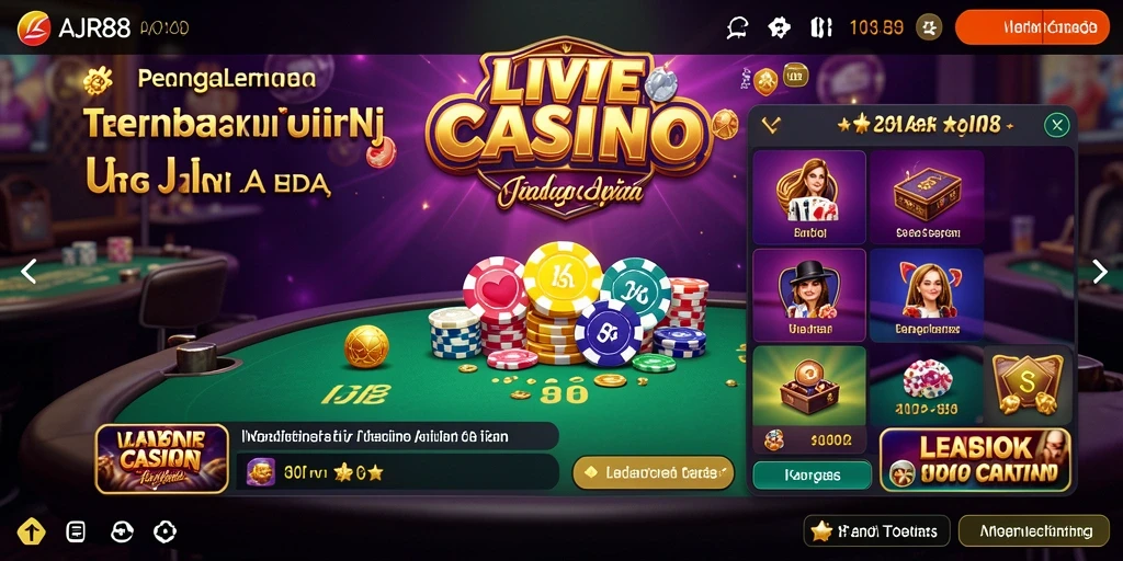 Screenshot AJR88 menampilkan dealer langsung dalam aksi permainan kasino.