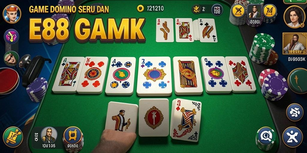 Screenshot permainan Domino E88 dengan tampilan grafis yang menarik.