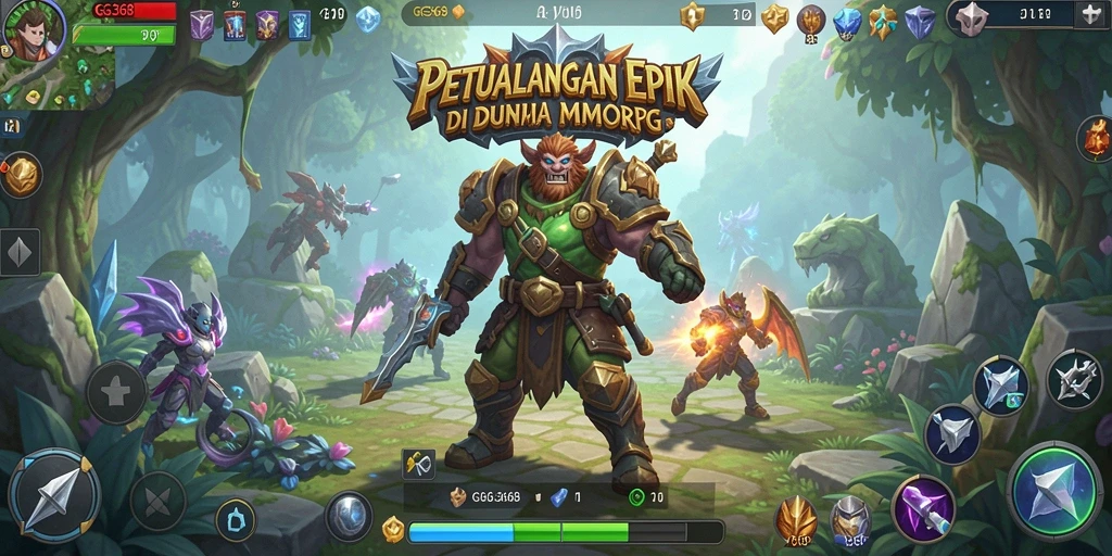 Tampilan gameplay GG368 yang penuh aksi dan strategi MMORPG.