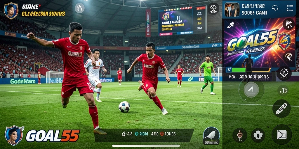 Tangkapan layar yang menampilkan gameplay seru dari olahraga di GOAL55.