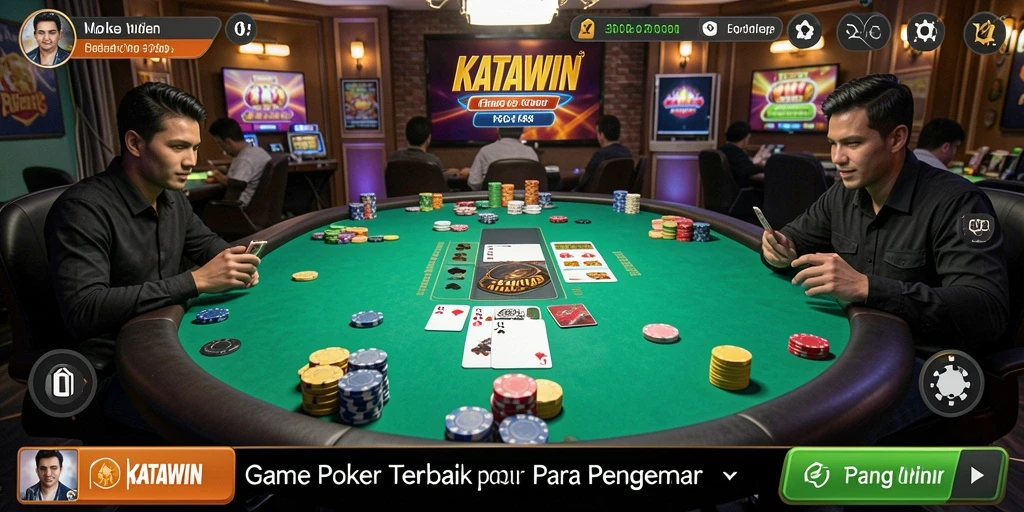 Tampilan gameplay Poker yang mendebarkan dalam KATAWIN.