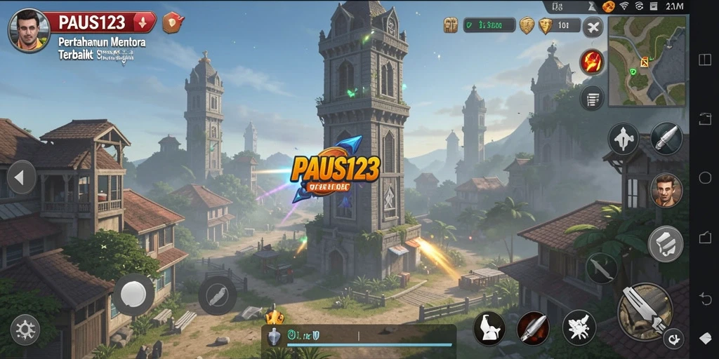 Tampilan gameplay seru di PAUS123, aksi Tower Defense mendebarkan.