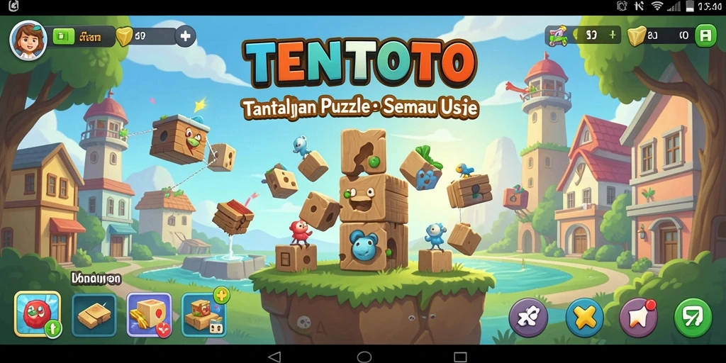 Screenshot gameplay TENTOTO menunjukkan teka-teki yang menarik dan tantangan seru.
