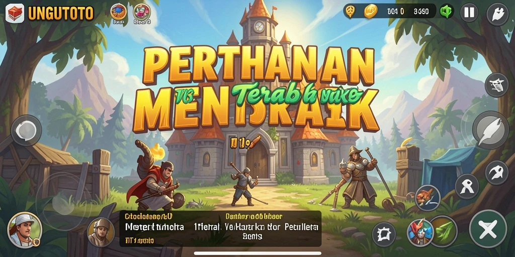 Tampilan gameplay UNGUTOTO dengan strategi menara yang mendebarkan.